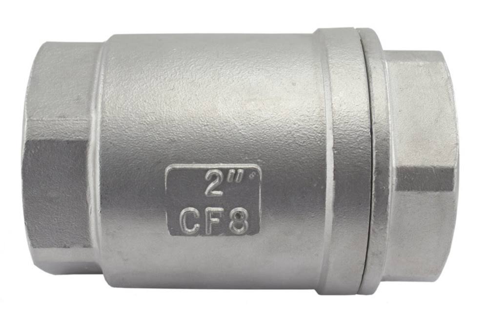 Vertical Check Valve, 304 Stainless Steel, 2x22 NPT Spring Loaded In-Line Low Cracking Pressure L873