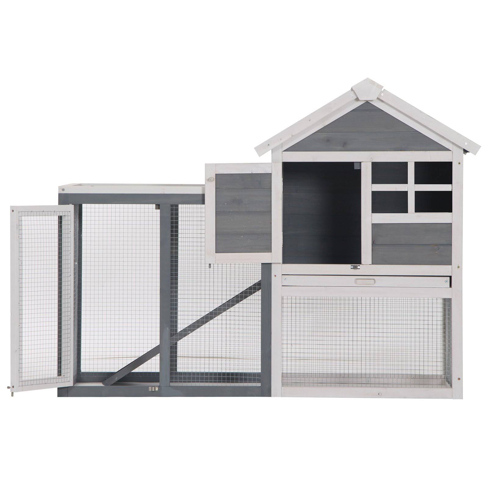Outdoor Wooden Rabbit Hutch with Run O67141
