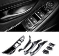 Carbon Fiber Window Switch Armrest Panel Inner Door Pull Handle Trim Cover S666