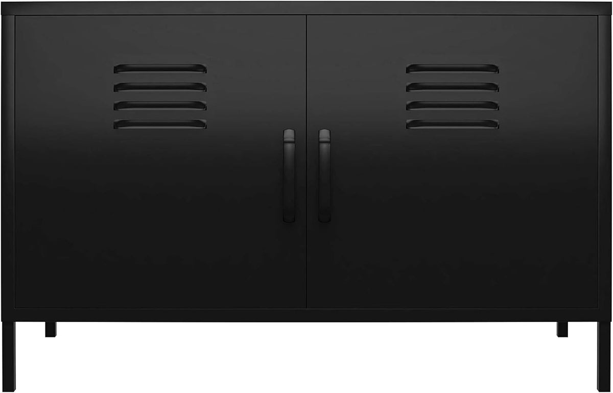 White 2 Door Metal Locker Accent Cabinet C145