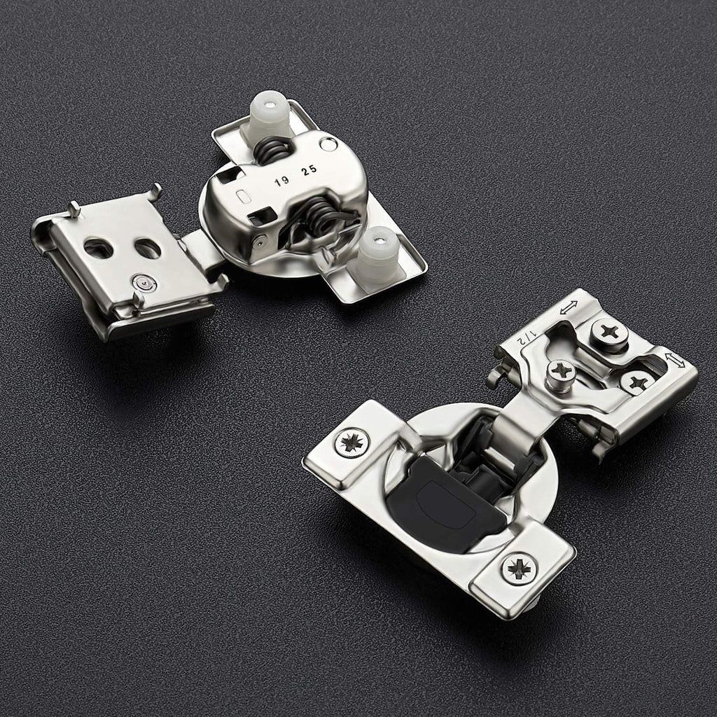 60 Pack 30 Pairs 1/2 inch Overlay Soft Close Hinges Satin Nickel Stainless Steel Concealed Hinge U187