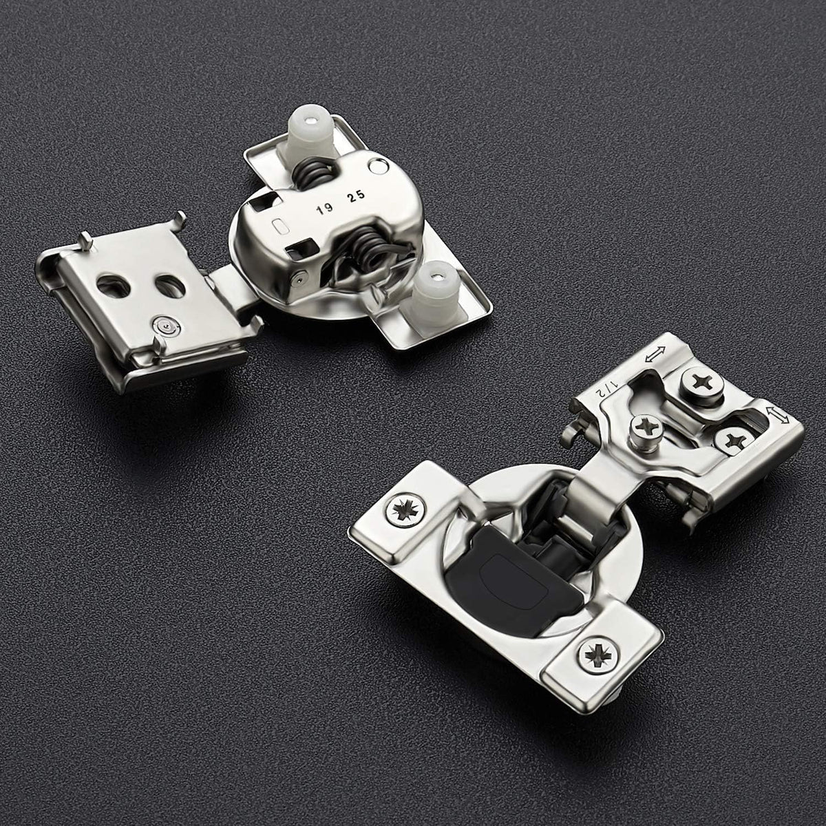60 Pack 30 Pairs 1/2 inch Overlay Soft Close Hinges Satin Nickel Stainless Steel Concealed Hinge U187