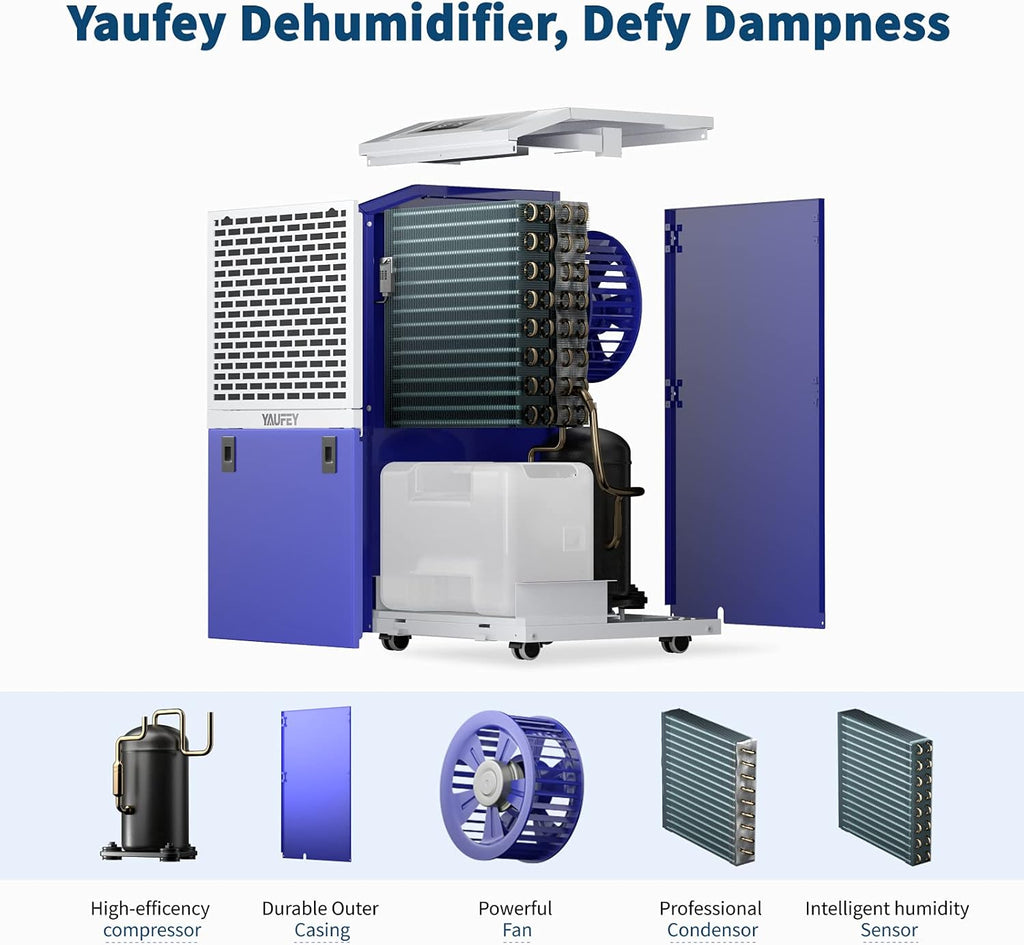 155 Pints Dehumidifier with Drain Hose, Auto Defrost B101