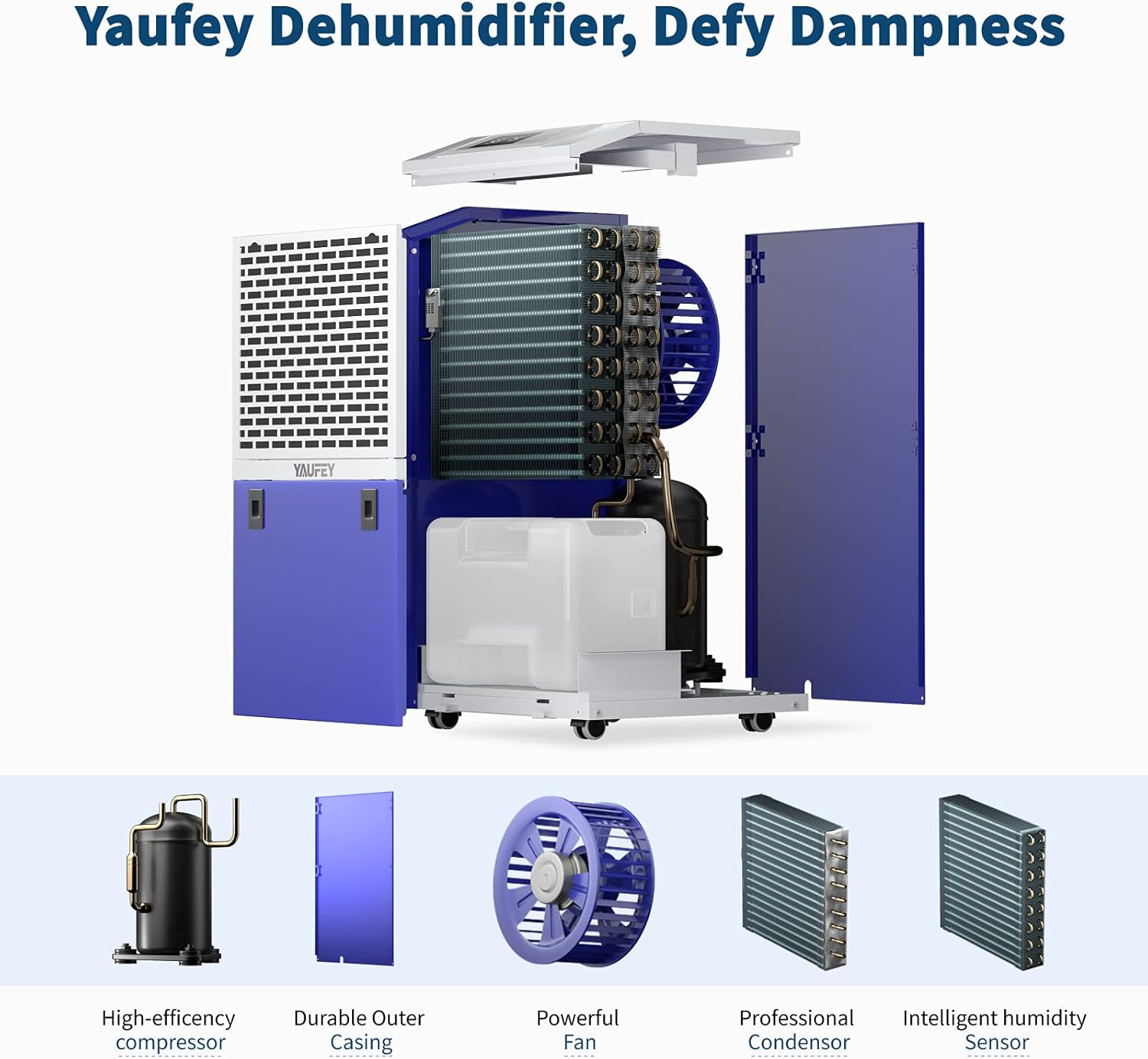 155 Pints Dehumidifier with Drain Hose, Auto Defrost B101