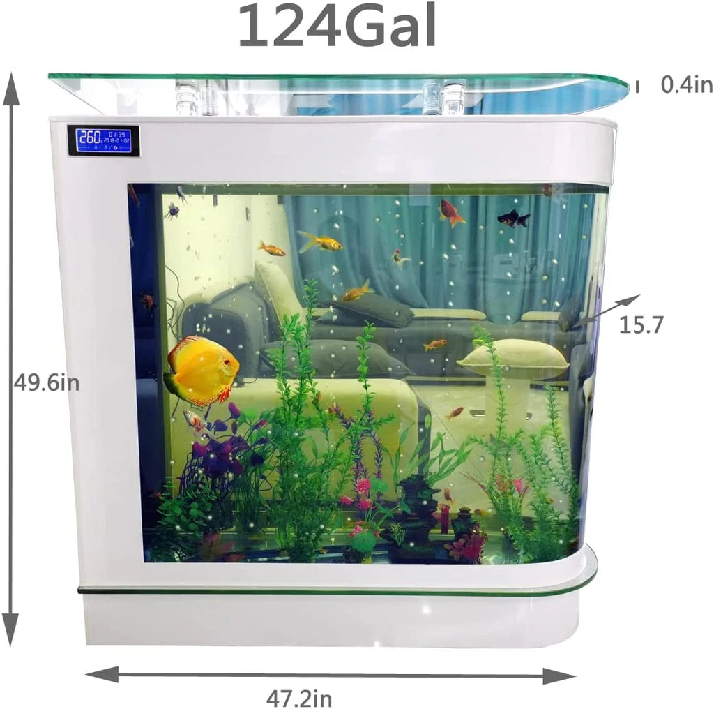 124Gal LED Aquarium Kit Large Glass Fish Tank W76232