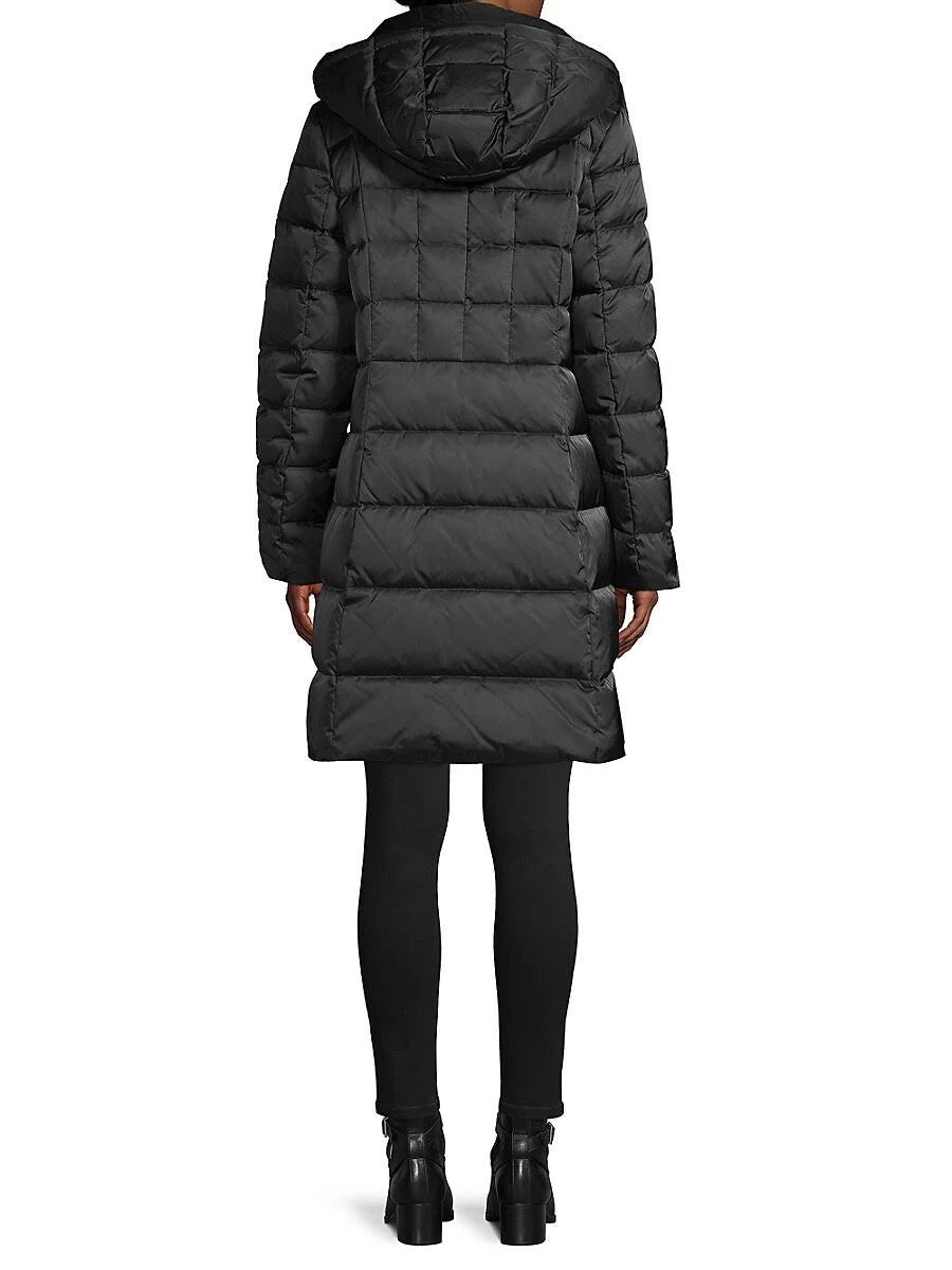 Black / Xs Asymmetrical Down Coat A415