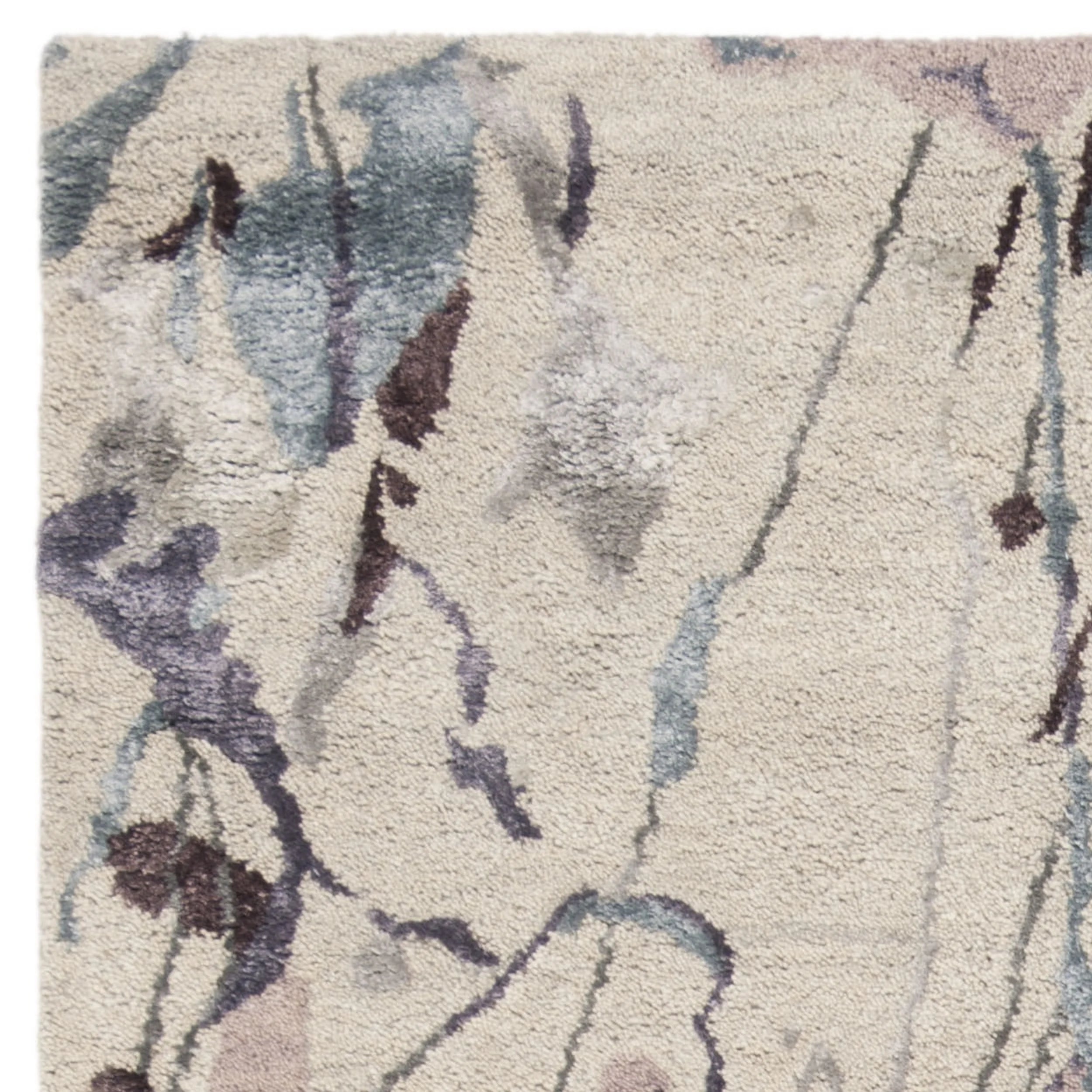 Grey/Multi Abstract Wool Area Rug, 5' x 8' P470589
