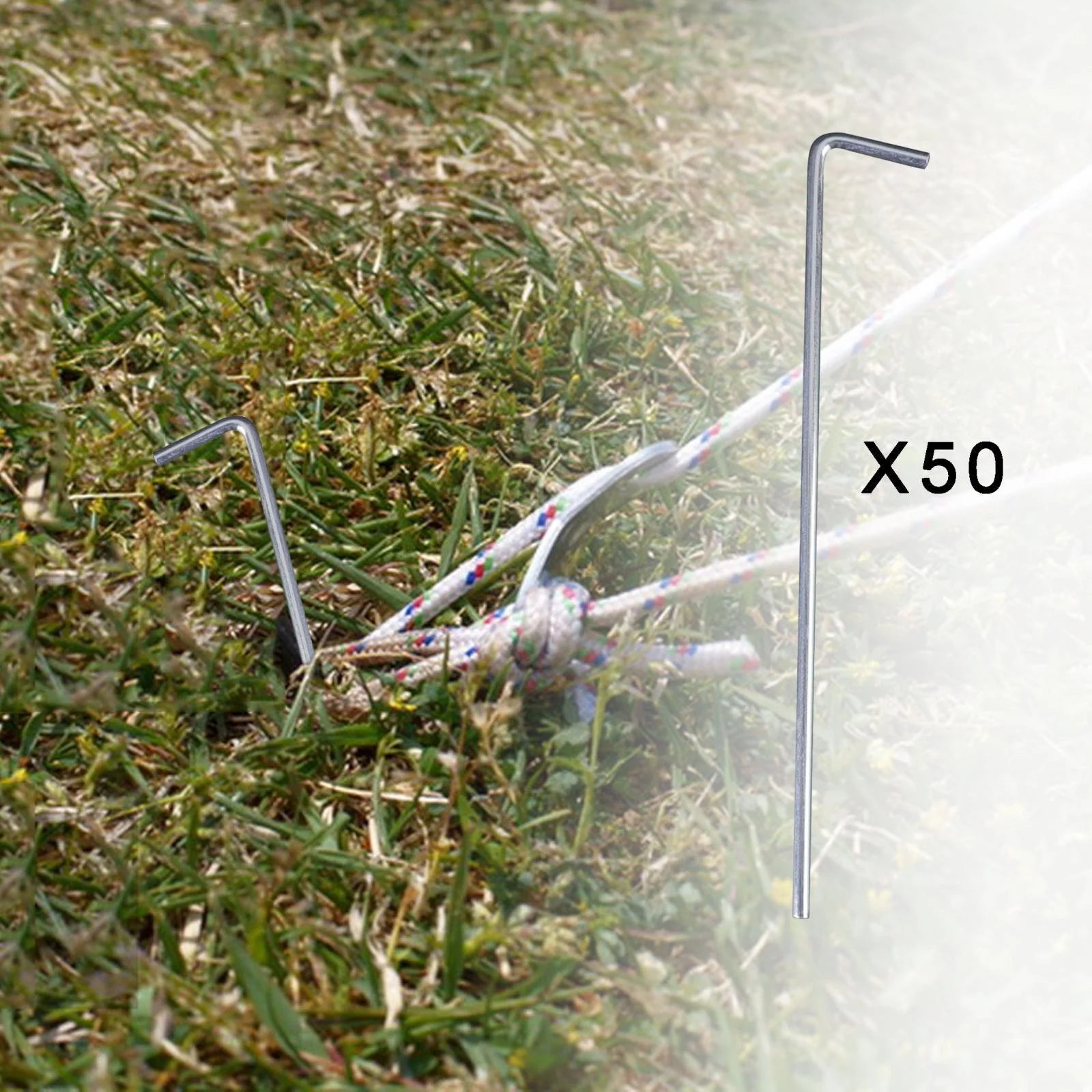 50 Pieces Aluminum Alloy Tent Pegs 200mm I8012