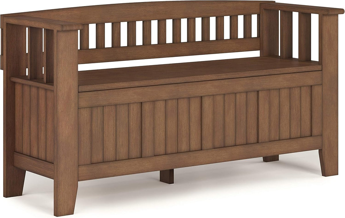Solid Wood Entryway Storage Bench with Safety Hinge G304