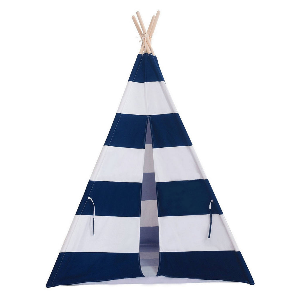 Natural Cotton Canvas Teepee Tent - 1pc - BlueWideStripe S635
