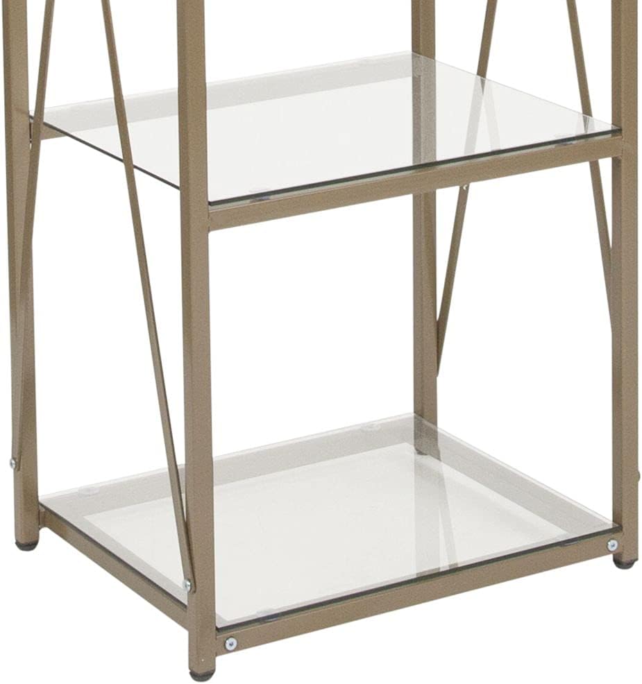Matte Gold 4 Shelf Glass Bookcase B489