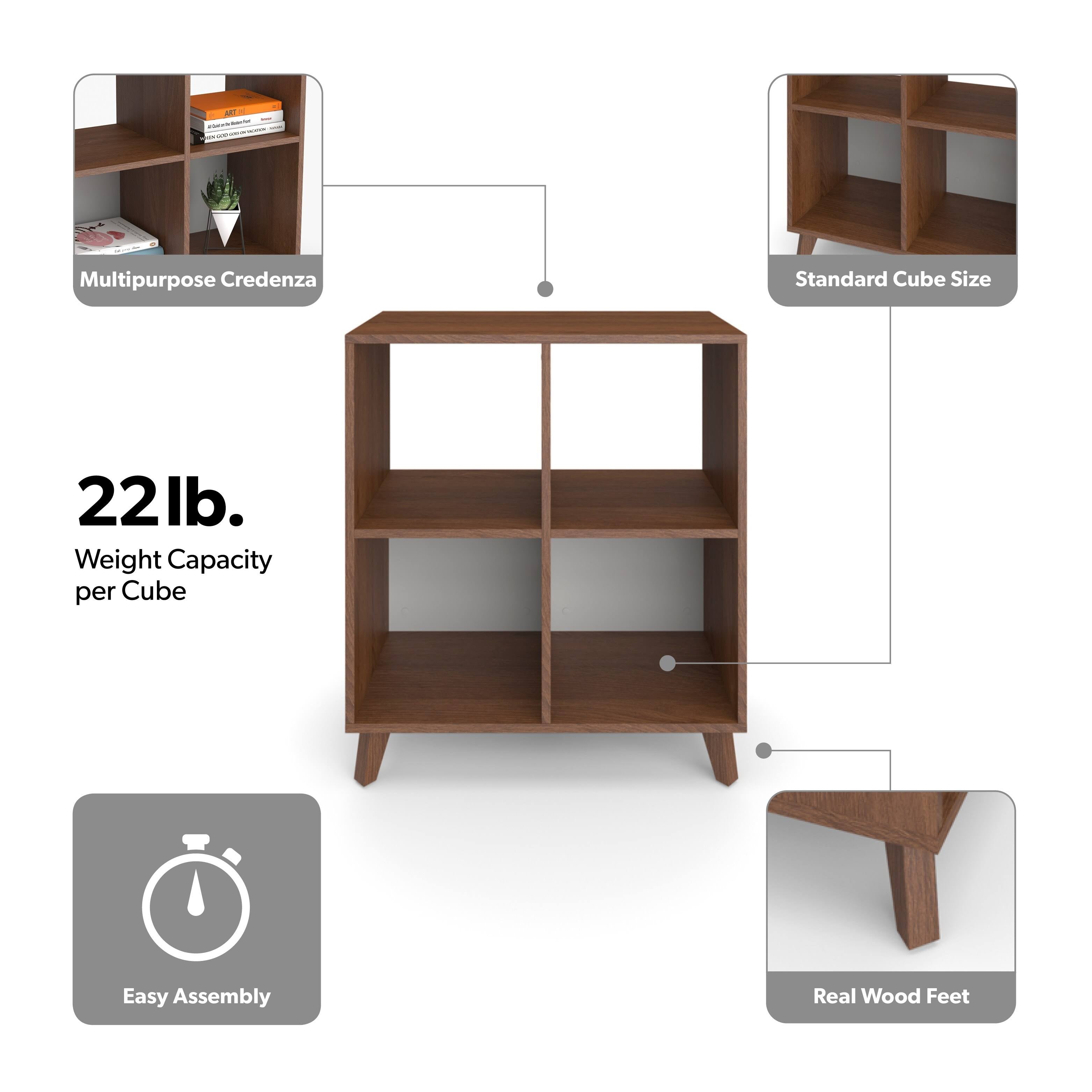 Light Walnut Modern Cube Bookcase B302