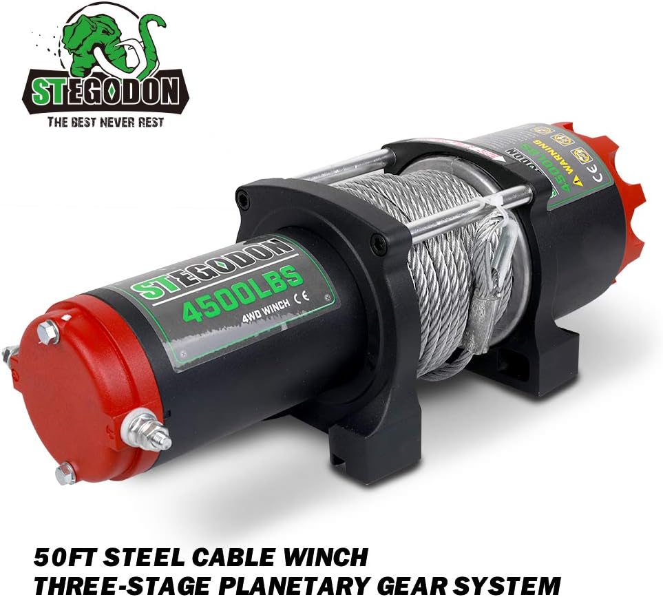 4500 lb. 12V Steel Cable Electric Winch with Wireless Remote U4212
