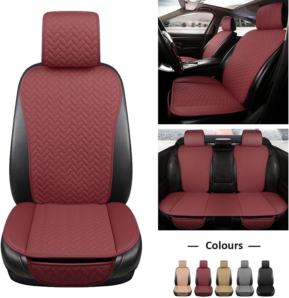 Beige PU Leather Car Seat Covers Full Set I9544
