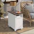 Antique White Accent End Table with Storage Shelf U8622