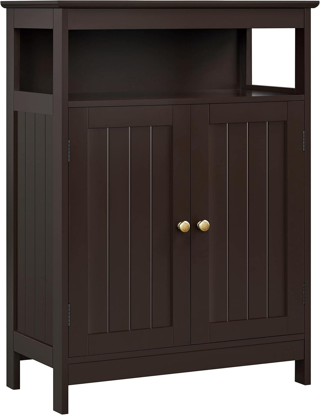 White Wooden Bathroom Floor Cabinet with Double Doors and Adjustable Shelves M259