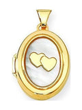 Solid Yellow Gold Oval Mother of Pearl Locket A60784