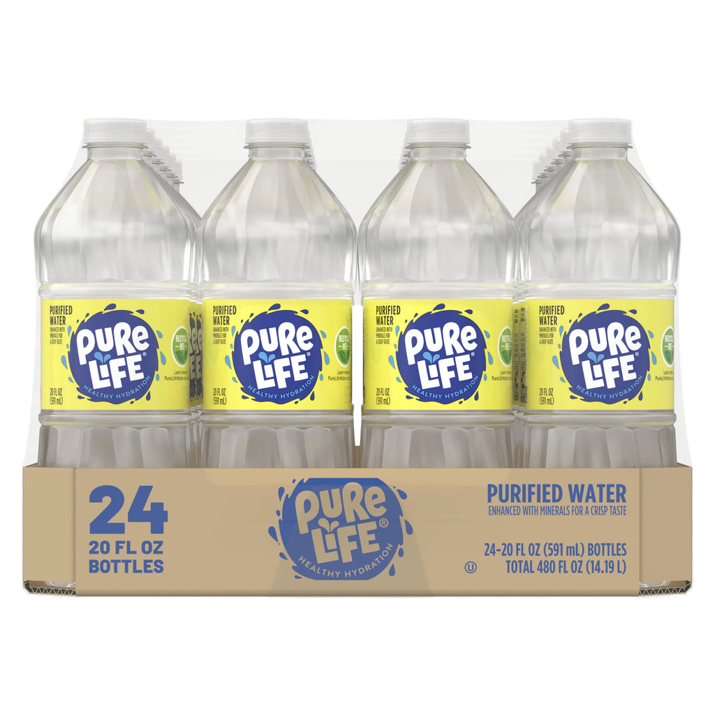 24 Pack Purified Bottled Water, 20 Fl Oz Z560001