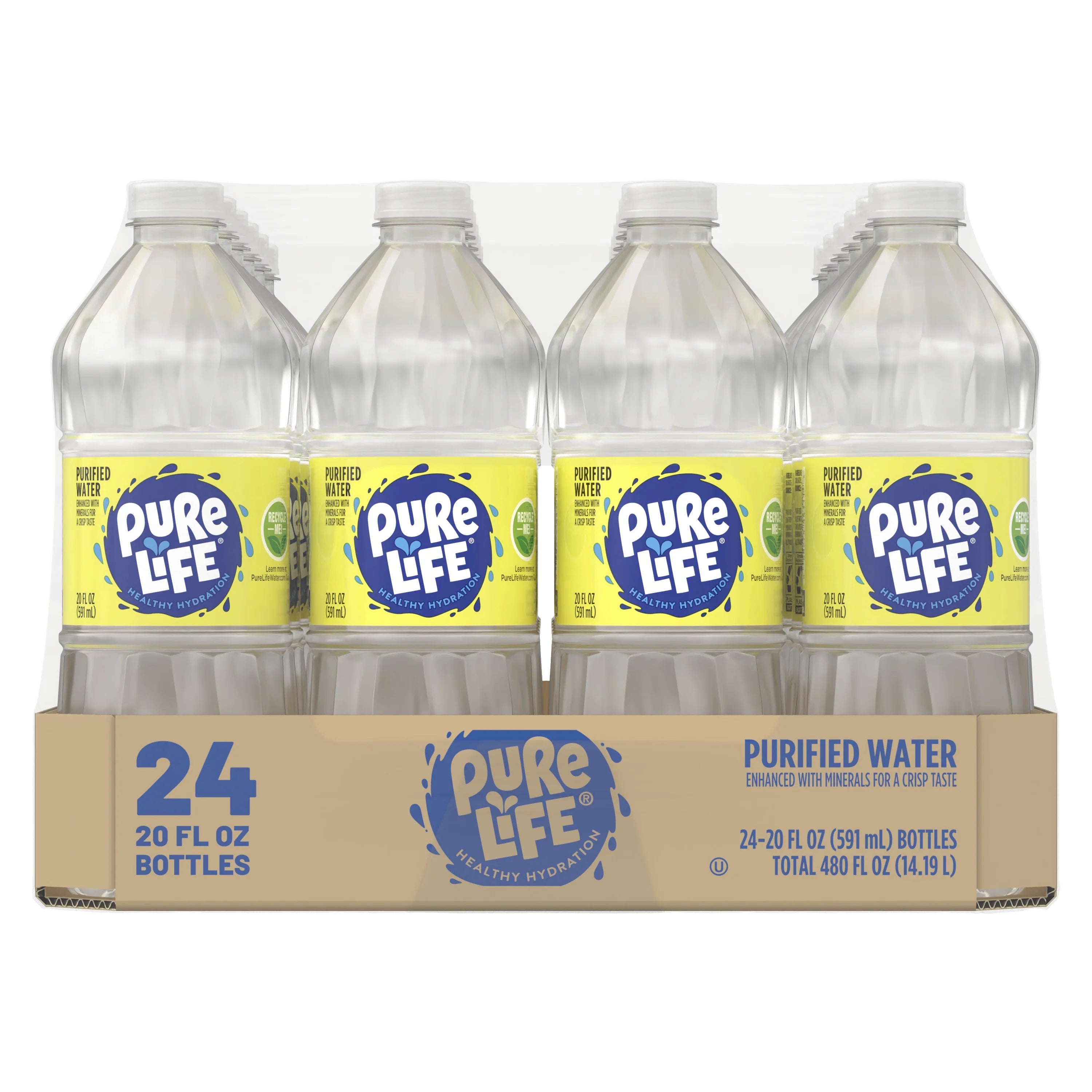 24 Pack Purified Bottled Water, 20 Fl Oz Z560001