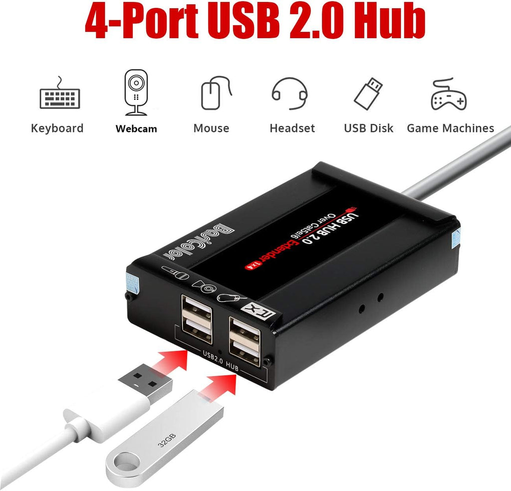 USB Extender 262ft 80m Kit with 4 USB 2.0 Hub D888