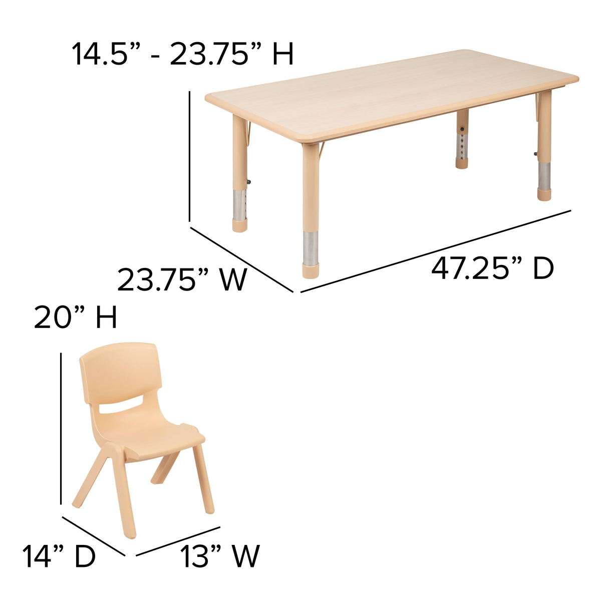 Red Rectangle Plastic Activity Table Set with 6 Chairs T60326