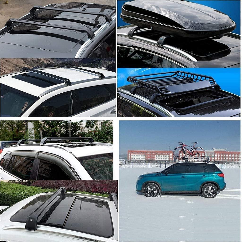 Black Roof Cargo Rack Cross Bars Rail Luggage Carrier Lockable C2153