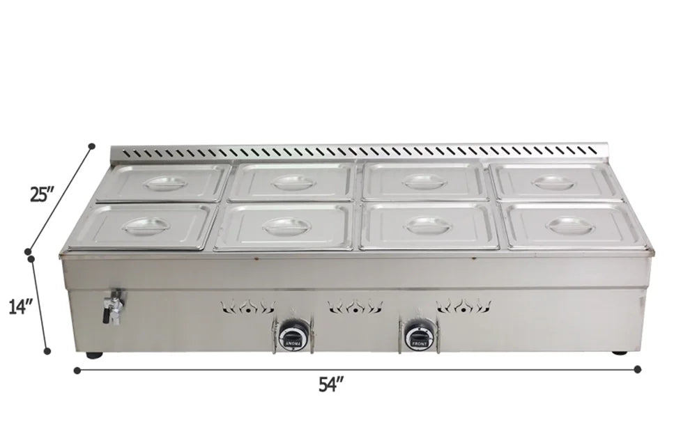 8-Pan LP Gas Buffet Food Warmer Stainless Steel Z844845