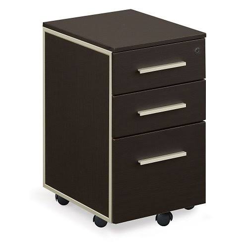 Mobile File Pedestal Espresso Laminate with Brushed Nickel Handles F266