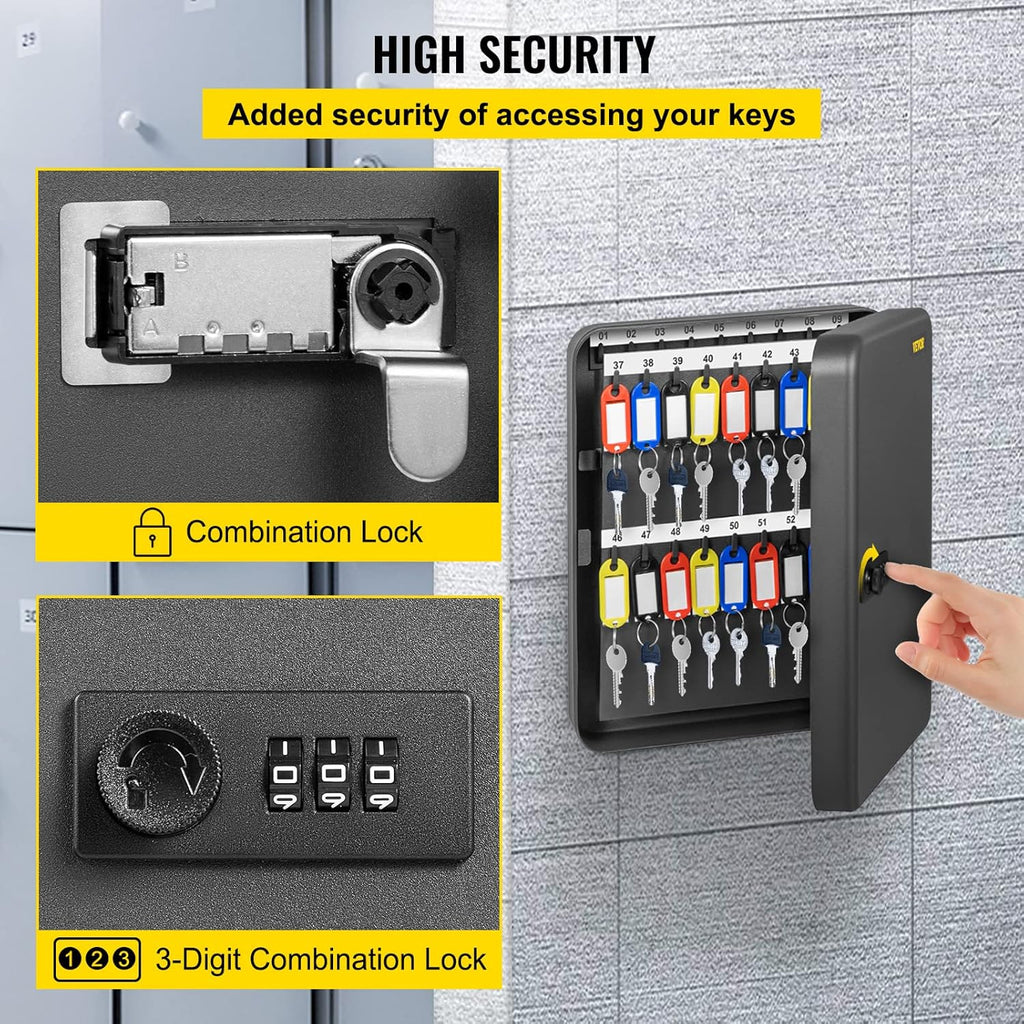 Black Steel Key Cabinet, 72 Positions, Wall Mounted, Pack of 2 O727638