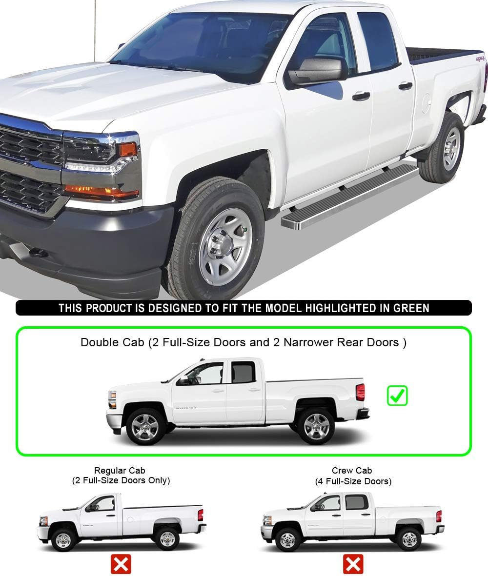 6in Running Boards for Silverado Sierra Double Cab K645169