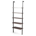 5-Tier Metal Frame Ladder Shelf Brown Z3018