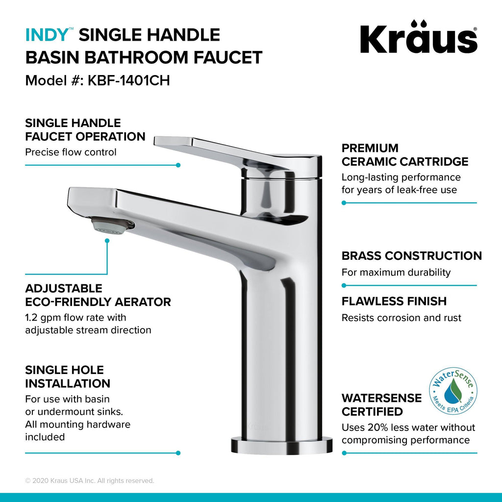 Single Handle Bathroom Faucet - Stainless Steel B924