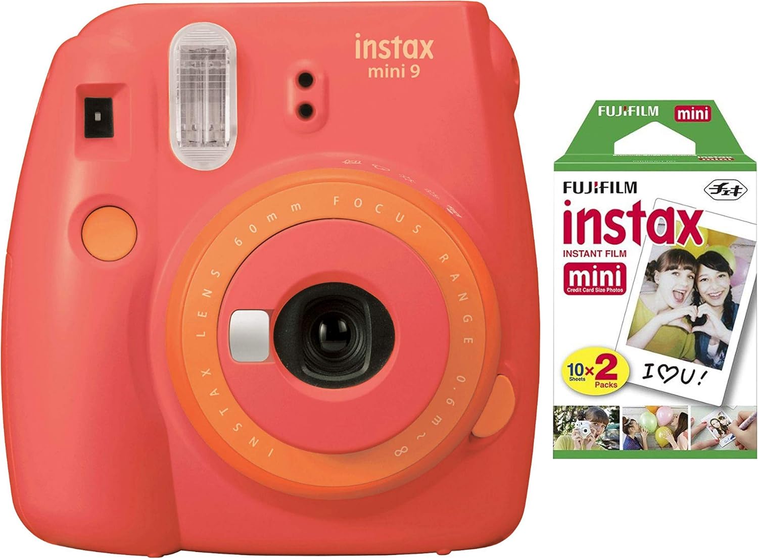 Flamingo Pink Instant Camera and Film Twin Pack 20 Exposures Bundle I731