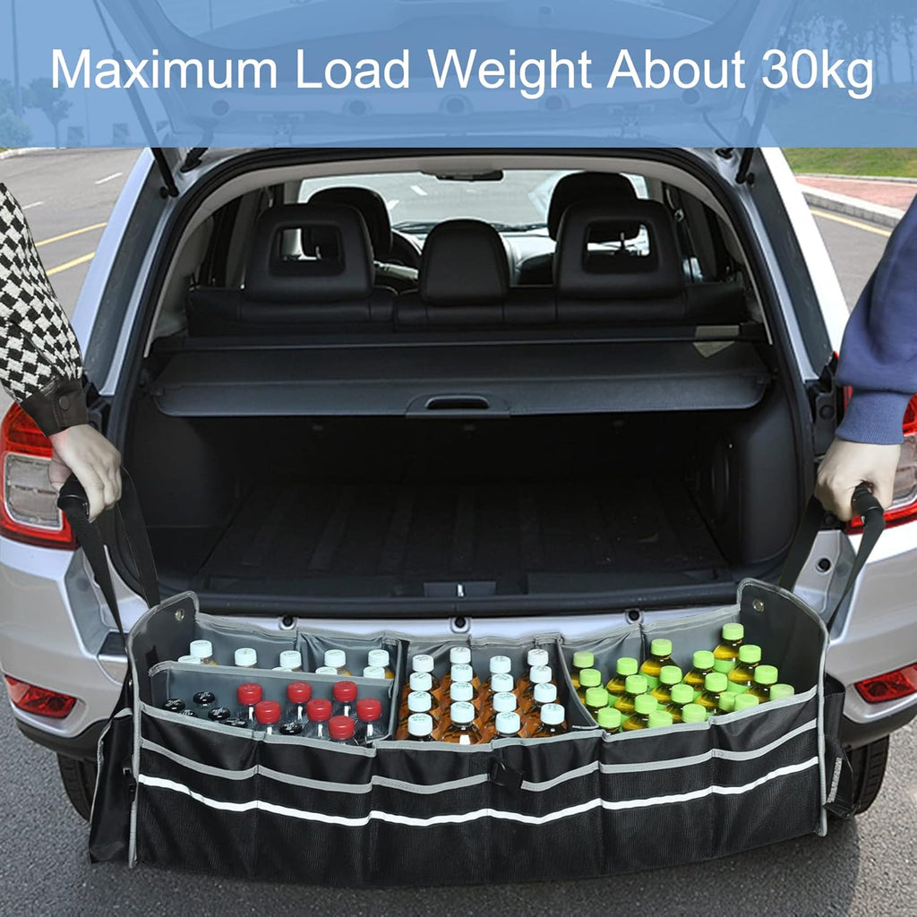 Car Trunk Organizer with Cooler, Collapsible Storage Box, 4 in 1 Multi Compartment, Non-Slip Bottom, 1680D Oxford Q1324