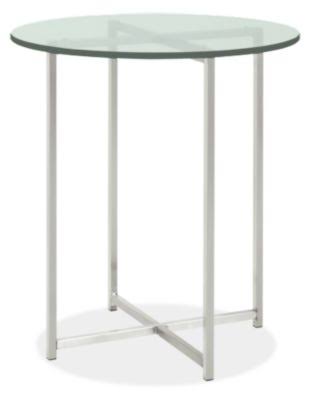 Satin Etched Tempered Glass Top Round End Table in Stainless Steel O46576