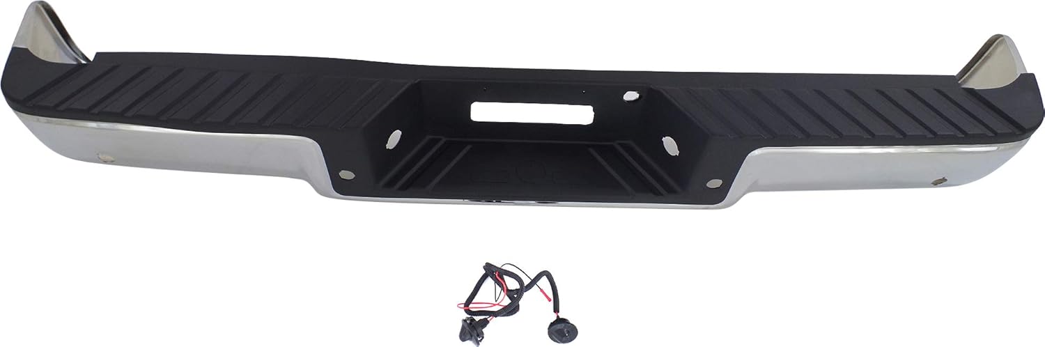 Chrome Steel Step Bumper with Rear Object Sensor Holes C67710