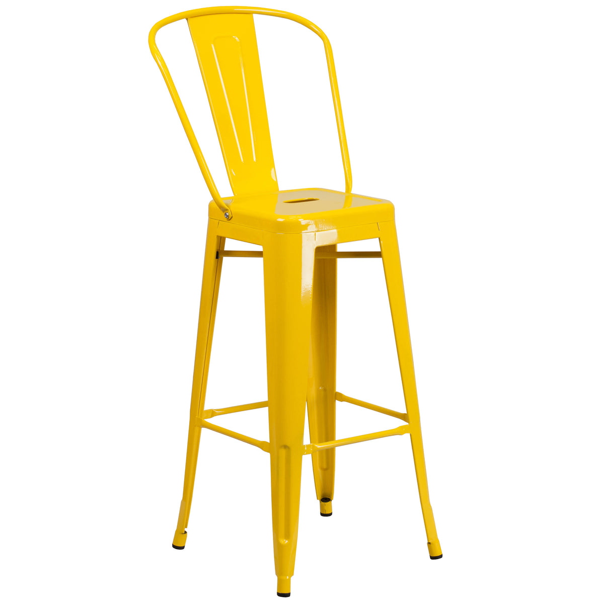 Yellow Metal Bar Table Set with 2 Cafe Stools W2057