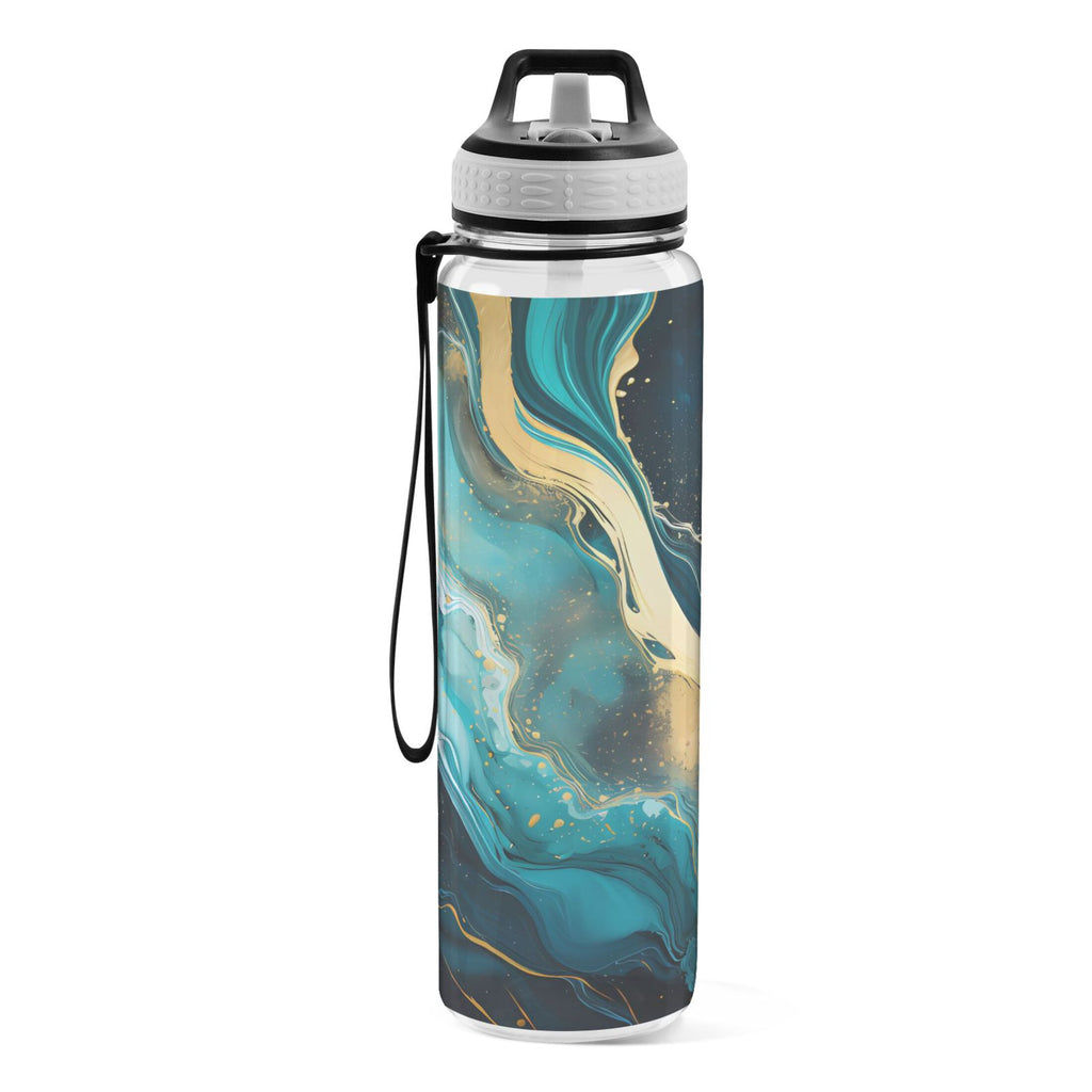 Green Marble and Golden 32oz Tritan Leakproof Sports Bottle with Straw B527