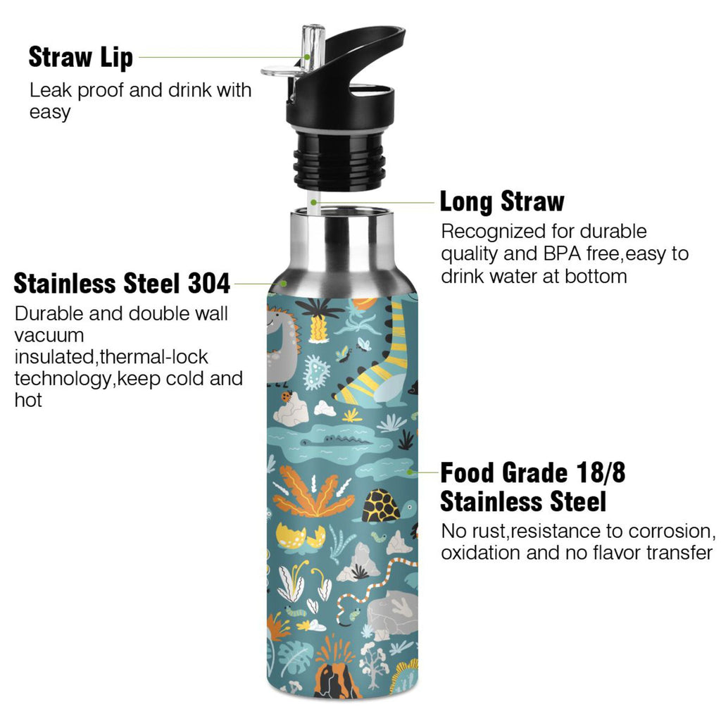 Green Stainless Steel Insulated Water Bottle with Straw Lid O4330