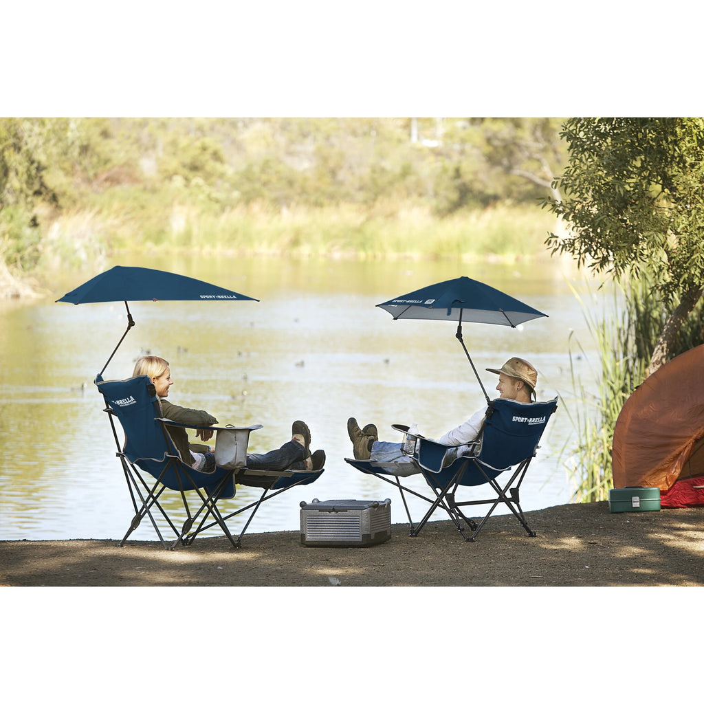 Blue Camping Chair with Clamp-On Sun Shade Y860867