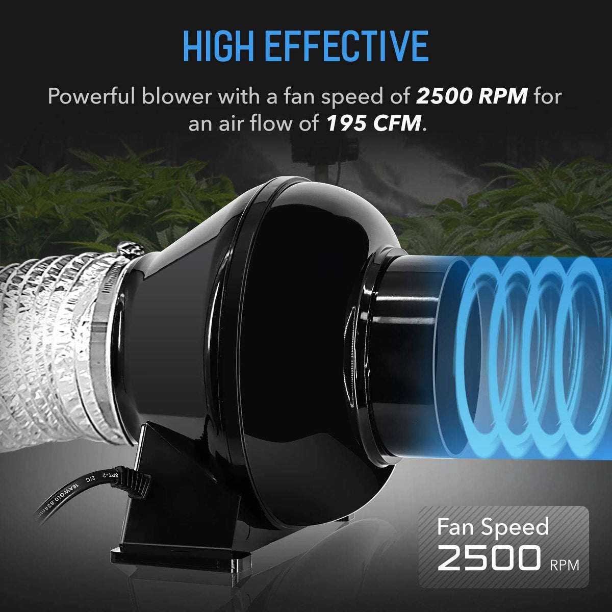 4 Inch 195 CFM Inline Fan, Carbon Filter, 8 Feet Flexible Ducting, Pack of 2 L60930