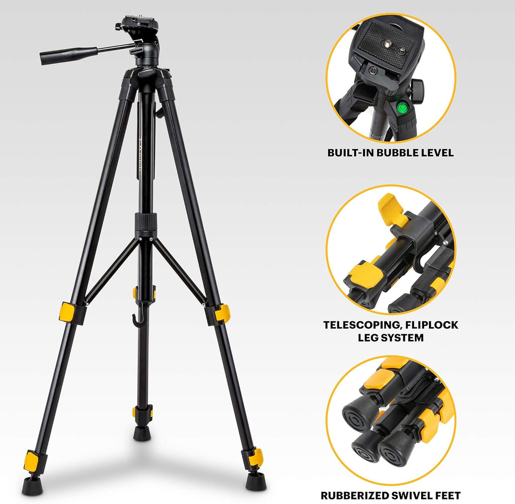62" Compact 3-Section Flip-Lock Aluminum Tripod with Remote, Carry Case P240538