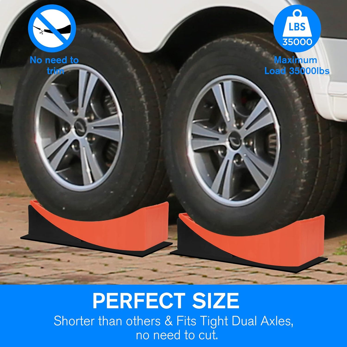 2 Packs Camper Levelers, RV Leveling Blocks Ramp Chock Kit, Curved Leveling Accessories with Anti-Slip Mats, Up to 35,000 lbs I179802