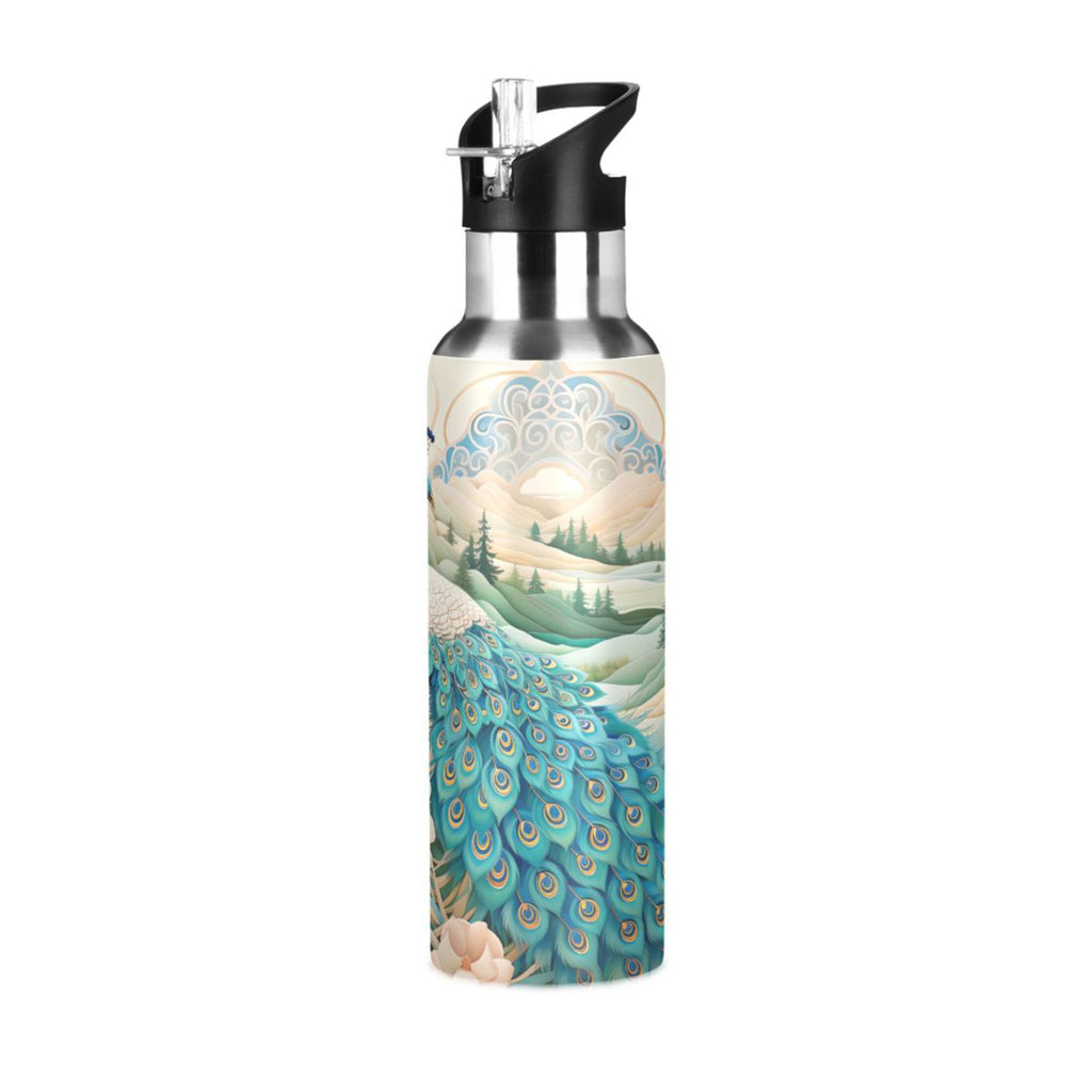 Stainless Steel Insulated Thermos Vacuum Flask Water Bottle with Straw Lid M571