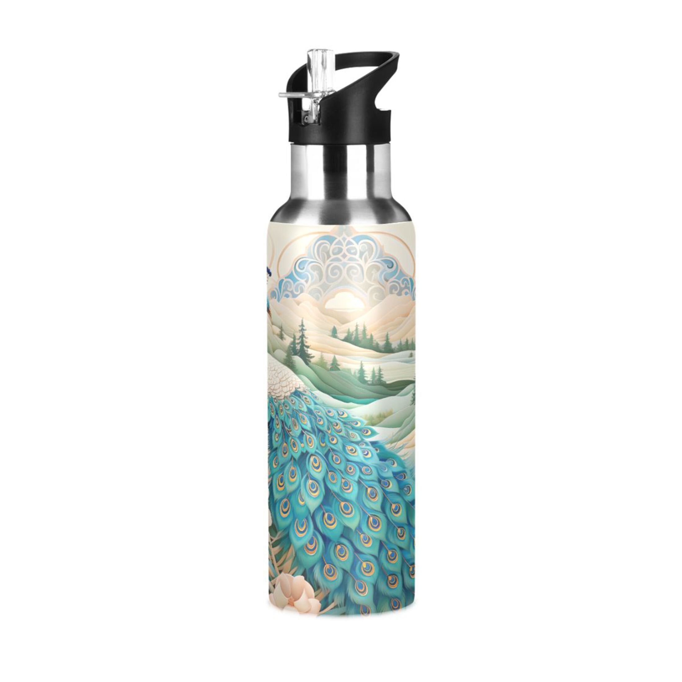 Stainless Steel Insulated Thermos Vacuum Flask Water Bottle with Straw Lid M571