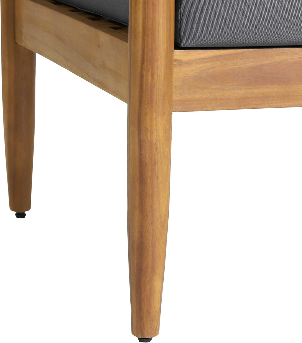 Outdoor Acacia Wood Club Chair Set of 2 Teak Dark Gray M103