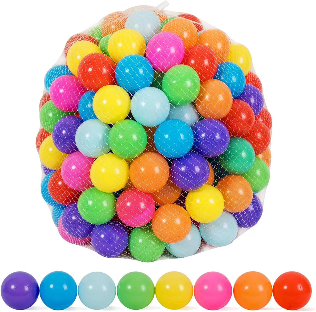 400 Count 8 Colors Plastic Ball Pit Balls with Storage Mesh Bag Y131