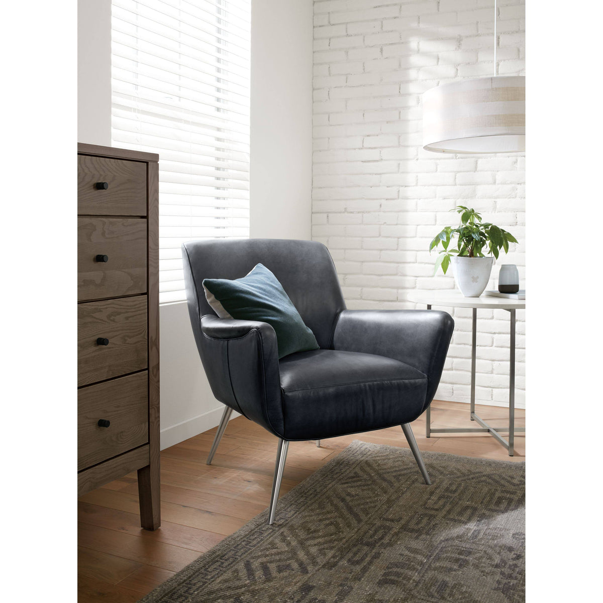 Satin Etched Tempered Glass Top Round End Table in Stainless Steel O46576