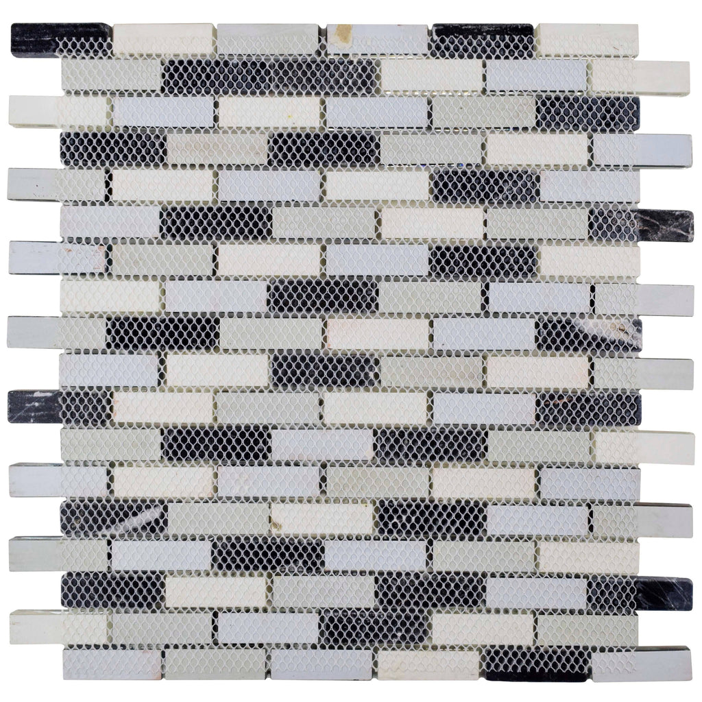 11.75x11.75-inch Glass and Stone Mosaic Wall Tile N6549