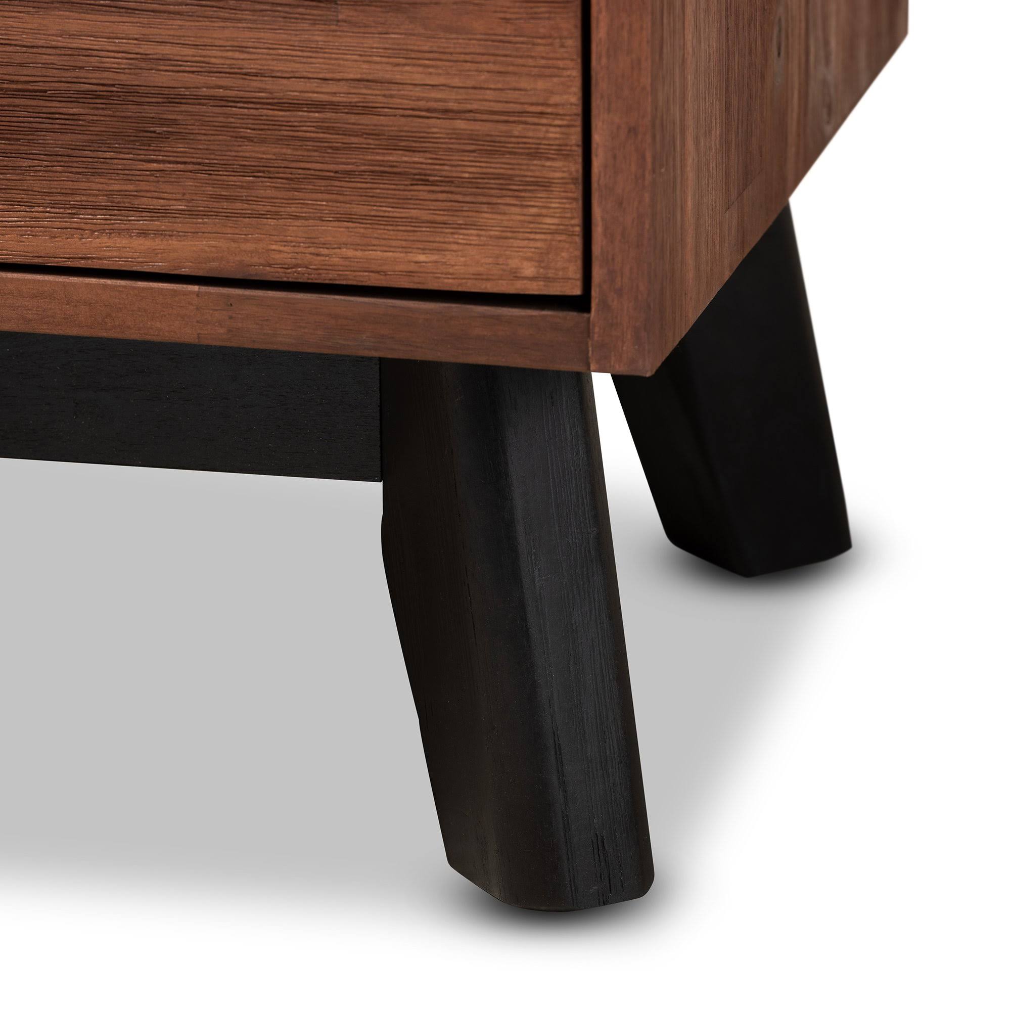 Brown and Black Oak Finished 2-Drawer Wood Nightstand N809286